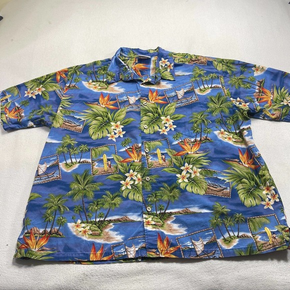 Wave Shoppe Mens Hawaiian Camp Aloha Shirt 4X Big Multicolor Floral - Picture 1 of 8